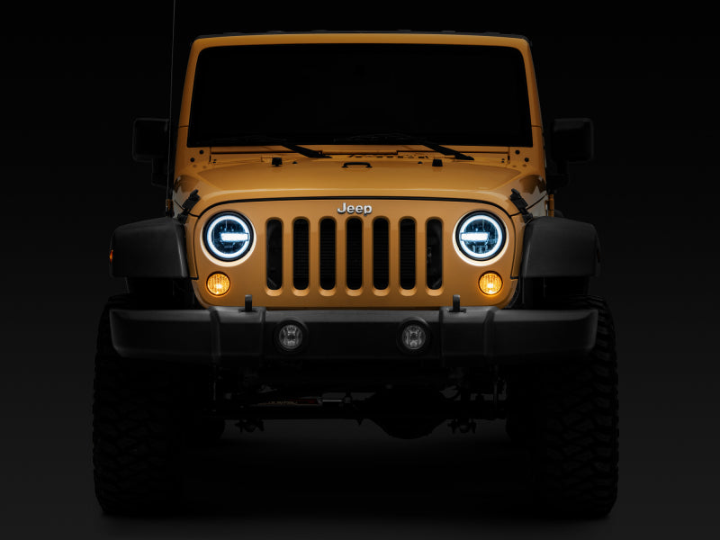 Raxiom 97-18 Jeep Wrangler TJ/JK 7-Inch LED Headlights w/ Halos- Black Housing (Clear Lens) Raxiom 97-18 Jeep Wrangler TJ/JK 7-Inch LED Headlights w/ Halos- Black Housing (Clear Lens)