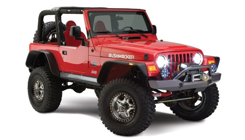 Bushwacker 97-06 Jeep Wrangler Flat Style Flares 4pc - Black Bushwacker 97-06 Jeep Wrangler Flat Style Flares 4pc - Black