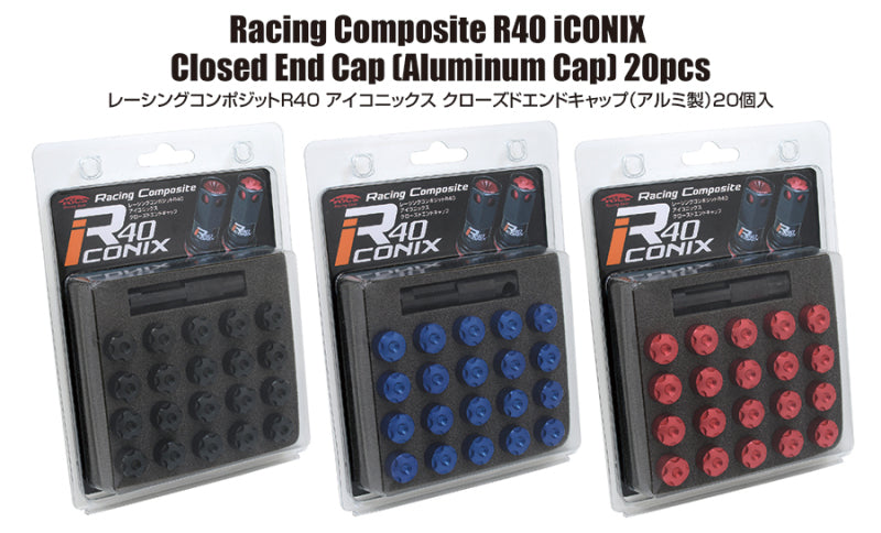 Project Kics R40 Iconix Aluminum Cap Set 14x1.50 Red - 20 Pieces Project Kics R40 Iconix Aluminum Cap Set 14x1.50 Red - 20 Pieces