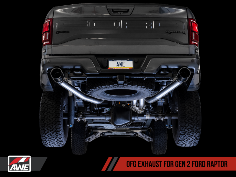 AWE Tuning 2017+ Ford Raptor 0 FG Performance Exhaust System - w/ Diamond Black Tips AWE Tuning 2017+ Ford Raptor 0 FG Performance Exhaust System - w/ Diamond Black Tips
