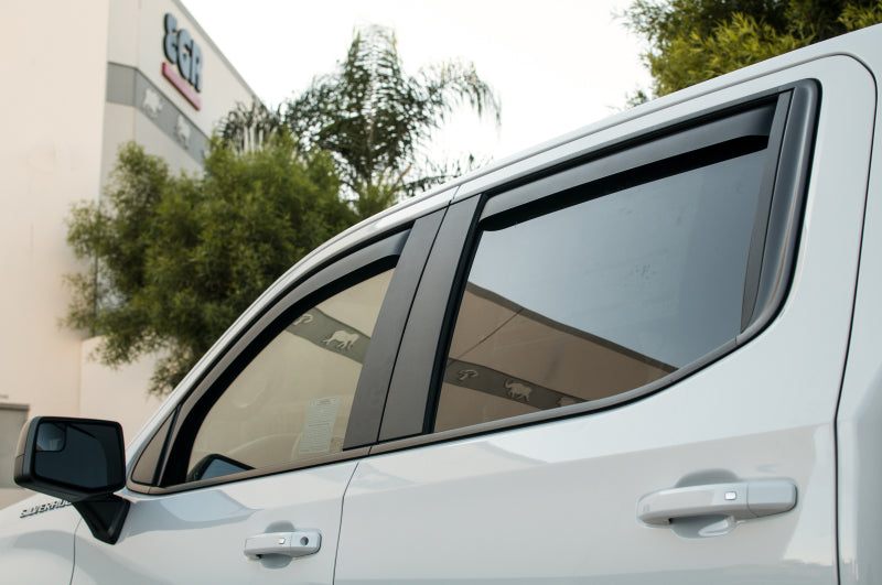 EGR 2019 Chevy 1500 Crew Cab In-Channel Window Visors - Dark Smoke EGR 2019 Chevy 1500 Crew Cab In-Channel Window Visors - Dark Smoke