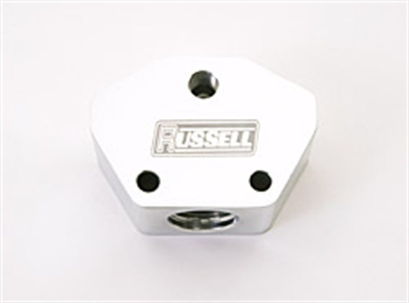 Russell Performance Billet Aluminum Y-Block w/ -10 AN inlet & -8 AN outlet (Polished finish) Russell Performance Billet Aluminum Y-Block w/ -10 AN inlet & -8 AN outlet (Polished finish)