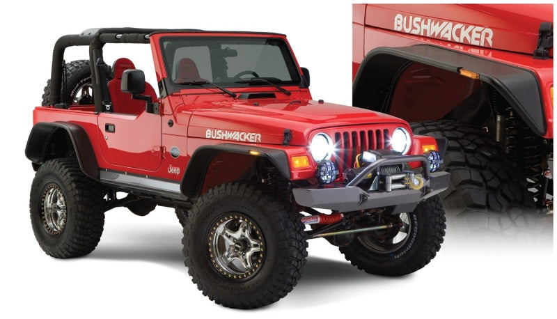 Bushwacker 97-06 Jeep Wrangler Flat Style Flares 4pc - Black Bushwacker 97-06 Jeep Wrangler Flat Style Flares 4pc - Black