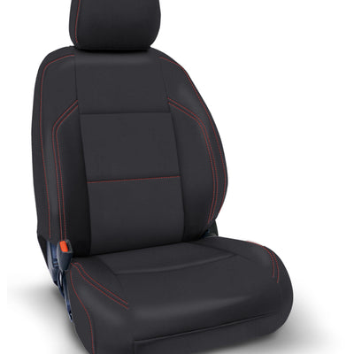 PRP 2016+ Toyota Tacoma Front Seat Covers (Pair) - Black with Red Stitching
