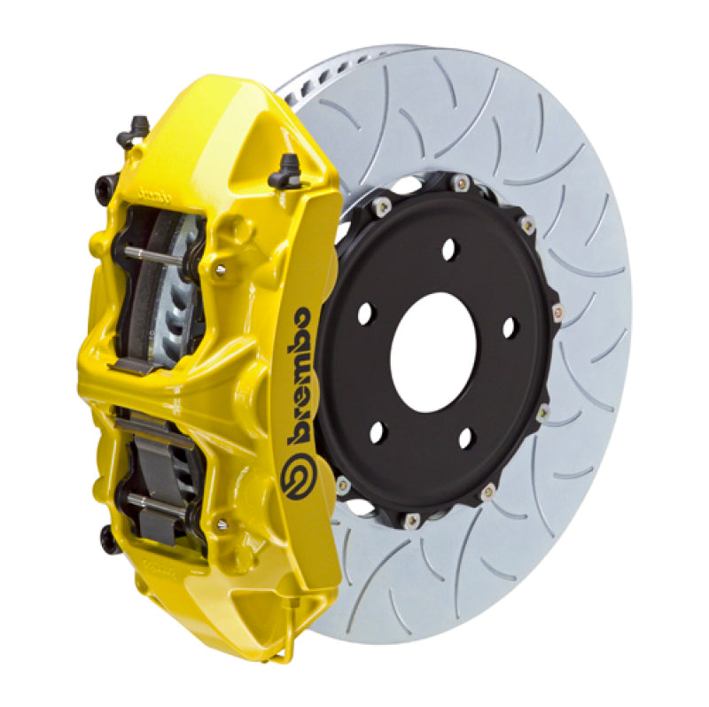 Brembo 08-15 Lancer Evo X Front GT BBK 6 Piston Cast 350x34 2pc Rotor Slotted Type-3- Yellow Brembo 08-15 Lancer Evo X Front GT BBK 6 Piston Cast 350x34 2pc Rotor Slotted Type-3- Yellow