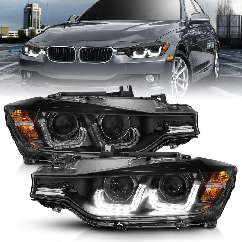 ANZO 2012-2015 BMW 3 Series Projector Headlights w/ U-Bar Black ANZO 2012-2015 BMW 3 Series Projector Headlights w/ U-Bar Black