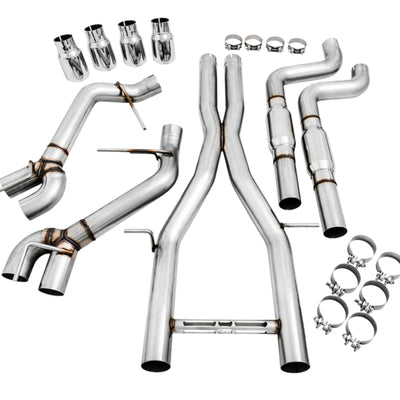 AWE Tuning 16-19 Chevy Camaro SS Resonated Cat-Back Exhaust -Track Edition (Quad Chrome Silver Tips)
