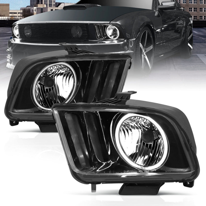 ANZO 2005-2009 Ford Mustang Crystal Headlights w/ Halo Black (CCFL) ANZO 2005-2009 Ford Mustang Crystal Headlights w/ Halo Black (CCFL)