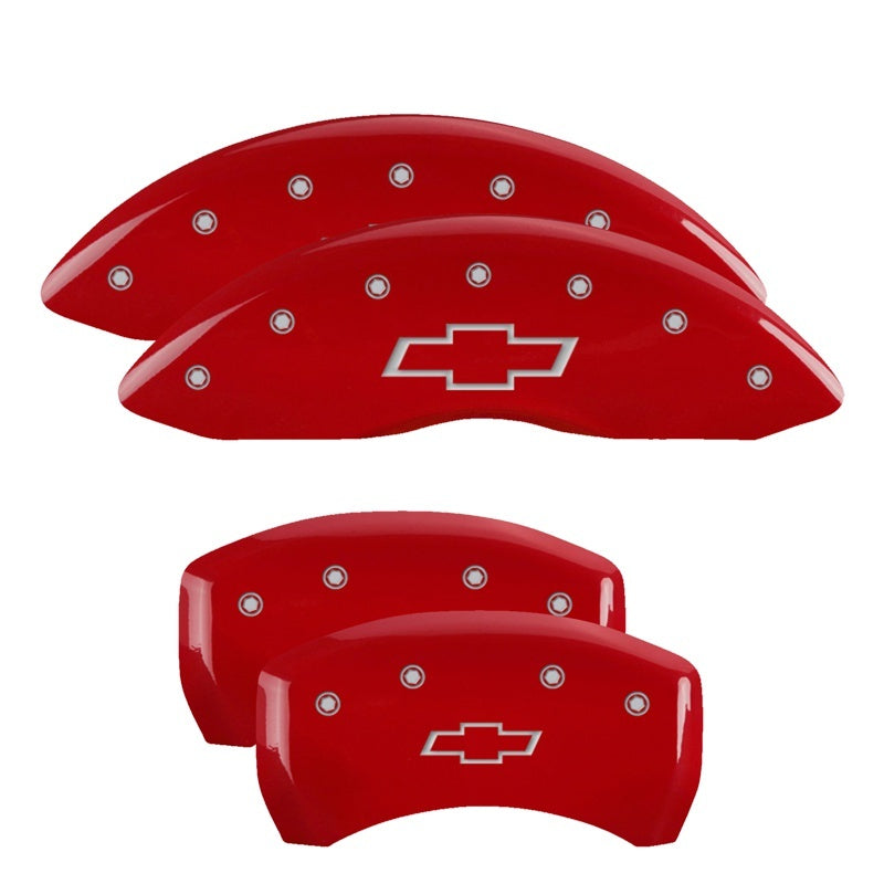 MGP 4 Caliper Covers Engraved Front & Rear Bowtie Red finish silver ch MGP 4 Caliper Covers Engraved Front & Rear Bowtie Red finish silver ch