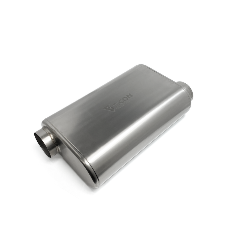 Ticon Industries 17in Overall Length 3in Thin Oval Titanium Muffler - 3in Offset In/Offset Out Ticon Industries 17in Overall Length 3in Thin Oval Titanium Muffler - 3in Offset In/Offset Out