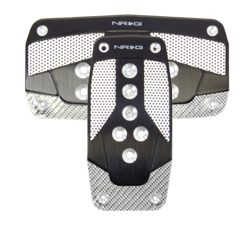 NRG Aluminum Sport Pedal A/T - Black w/Silver Carbon NRG Aluminum Sport Pedal A/T - Black w/Silver Carbon