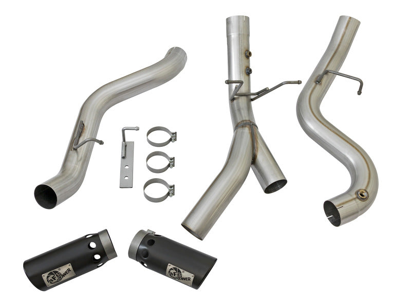 aFe ATLAS 4in DPF-Back Alum Steel Exhaust System w/Dual Exit Black Tip 2017 GM Duramax 6.6L (td) aFe ATLAS 4in DPF-Back Alum Steel Exhaust System w/Dual Exit Black Tip 2017 GM Duramax 6.6L (td)