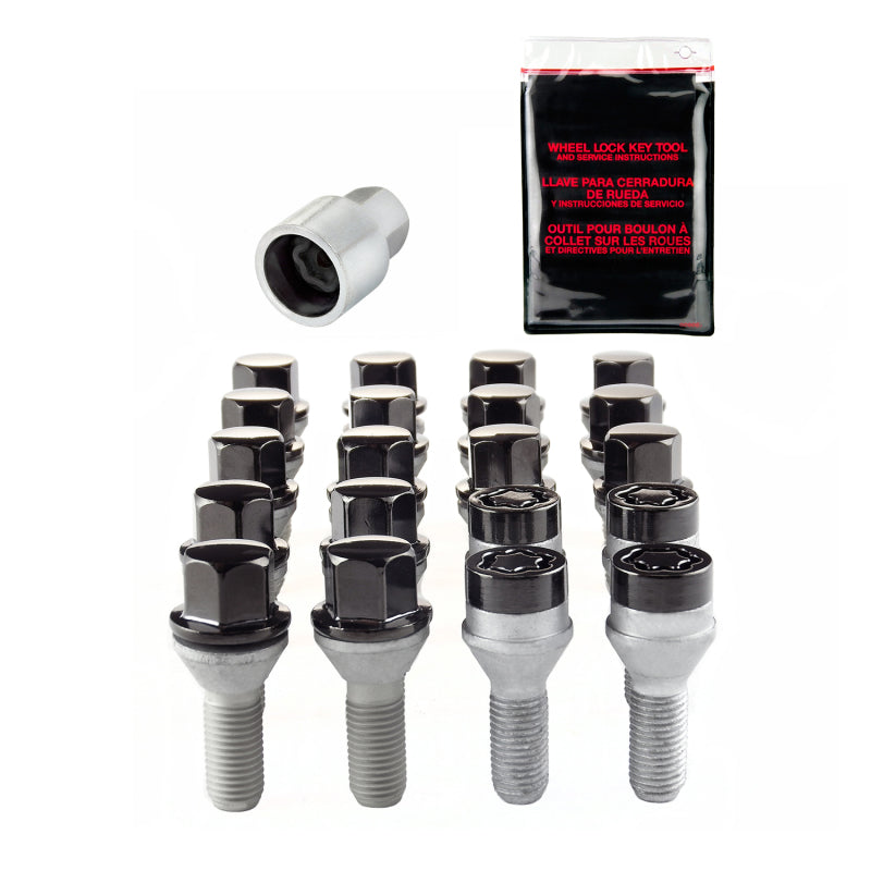 McGard 5 Lug Hex Install Kit w/Locks (Cone Seat Bolt) M12X1.5 / 17mm Hex / 25.5mm Shank L. - Black McGard 5 Lug Hex Install Kit w/Locks (Cone Seat Bolt) M12X1.5 / 17mm Hex / 25.5mm Shank L. - Black