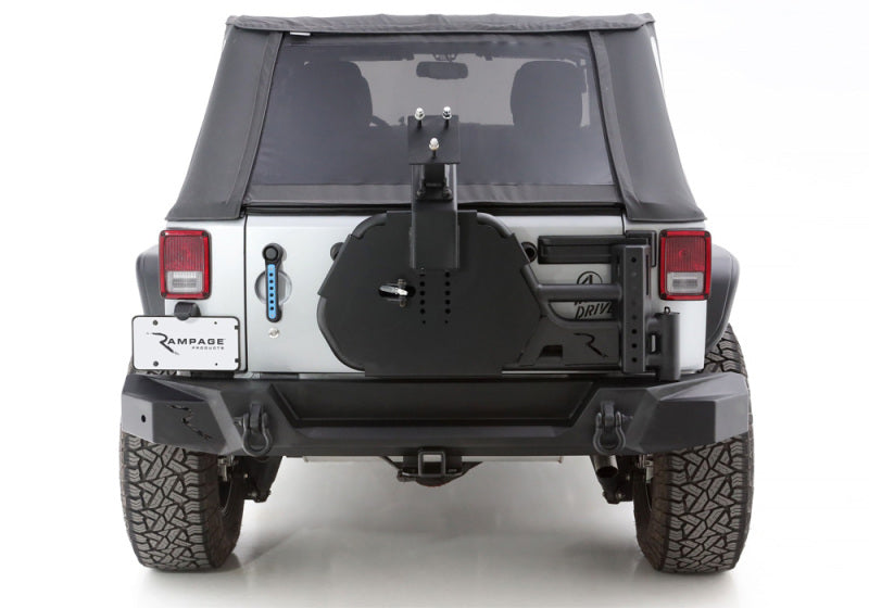 Rampage 07-18 Jeep Wrangler JK (Incl. Unlimited) Trail Guard Tire Carrier - Black Rampage 07-18 Jeep Wrangler JK (Incl. Unlimited) Trail Guard Tire Carrier - Black
