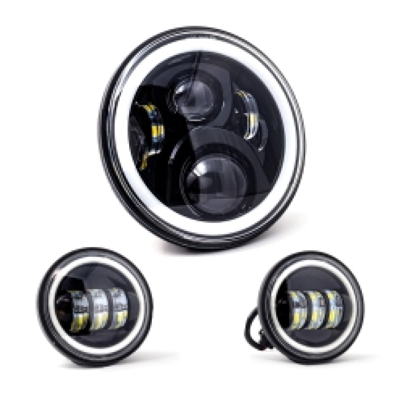 Letric Lighting 7? Full-Halo Black LED Headlight with (2) 4.5? Full-Halo Black Passing Lamps Letric Lighting 7? Full-Halo Black LED Headlight with (2) 4.5? Full-Halo Black Passing Lamps