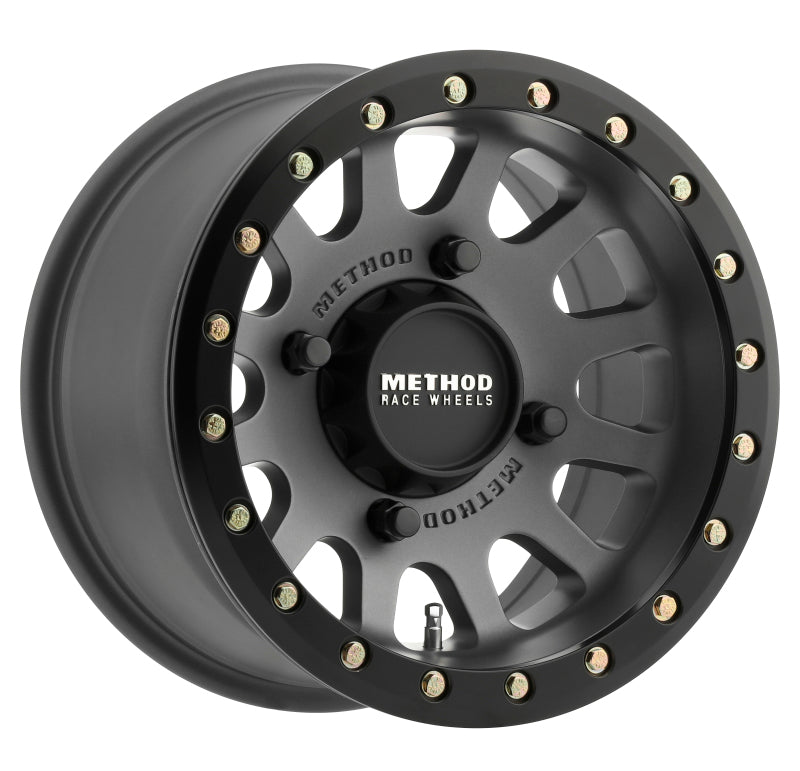 Method MR401 UTV Beadlock 15x7 / 4+3/13mm Offset / 4x156 / 132mm CB Titanium Wheel- Matte Black Ring Method MR401 UTV Beadlock 15x7 / 4+3/13mm Offset / 4x156 / 132mm CB Titanium Wheel- Matte Black Ring
