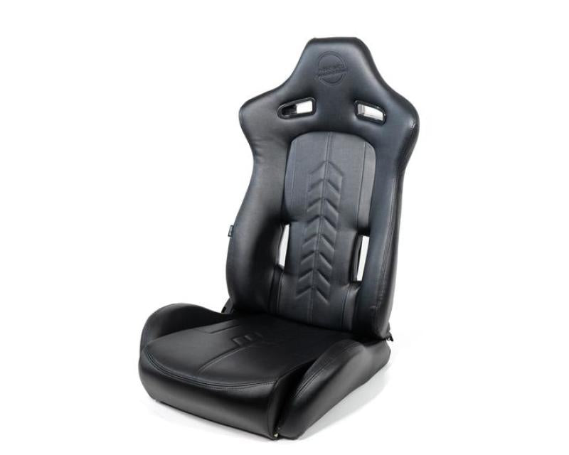 NRG Reclinable Sport Seats (Pair) The Arrow Black Vinyl w/ Pressed NRG logo w/ Black Stitch NRG Reclinable Sport Seats (Pair) The Arrow Black Vinyl w/ Pressed NRG logo w/ Black Stitch