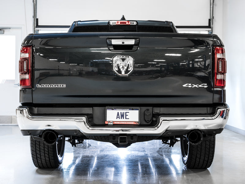AWE Tuning 19-21 RAM 1500 5.7L (w/Cutouts) 0FG Dual Rear Exit Cat-Back Exhaust - Diamond Black Tips AWE Tuning 19-21 RAM 1500 5.7L (w/Cutouts) 0FG Dual Rear Exit Cat-Back Exhaust - Diamond Black Tips