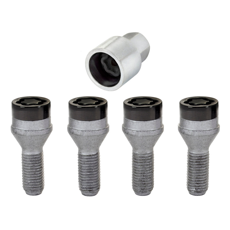 McGard Wheel Lock Bolt Set - 4pk. (Cone Seat) M12X1.5 / 17mm Hex / 25.5mm Shank Length - Black McGard Wheel Lock Bolt Set - 4pk. (Cone Seat) M12X1.5 / 17mm Hex / 25.5mm Shank Length - Black