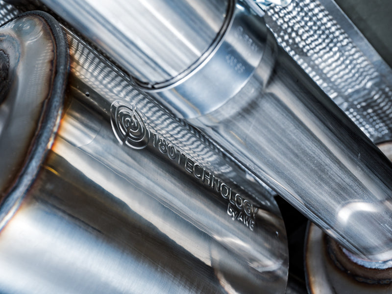 AWE Tuning 4th Gen GM 1500 6.2L 0FG Catback Split Rear Exit (w/ Bumper Cutouts) - Quad Chrome Tips AWE Tuning 4th Gen GM 1500 6.2L 0FG Catback Split Rear Exit (w/ Bumper Cutouts) - Quad Chrome Tips