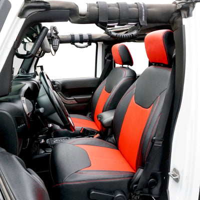 PRP 13-18 Jeep Wrangler JK Front Seat Covers/2 door or 4 door (Pair) - Black/Red