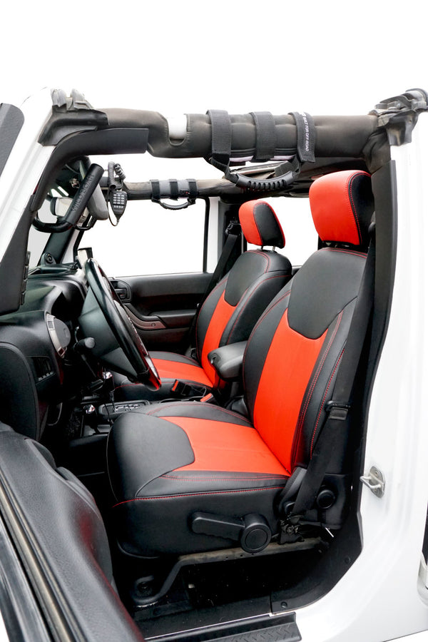 PRP 13-18 Jeep Wrangler JK Front Seat Covers/2 door or 4 door (Pair) - Black/Red PRP 13-18 Jeep Wrangler JK Front Seat Covers/2 door or 4 door (Pair) - Black/Red