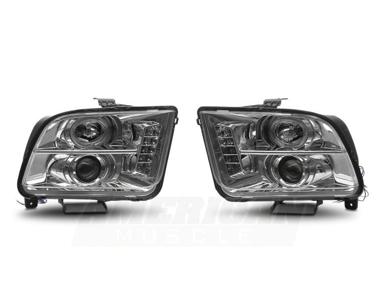 Raxiom 05-09 Ford Mustang Excluding GT500 LED Halo Projector Headlights- Chrome Housing (Clear Lens) Raxiom 05-09 Ford Mustang Excluding GT500 LED Halo Projector Headlights- Chrome Housing (Clear Lens)