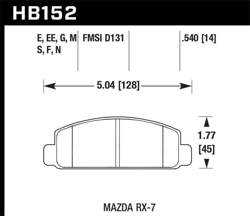 Hawk 88-91 Mazda RX-7 1.3L 10th Anniversary 1 Piston Caliper Front ER-1 Brake Pads Hawk 88-91 Mazda RX-7 1.3L 10th Anniversary 1 Piston Caliper Front ER-1 Brake Pads