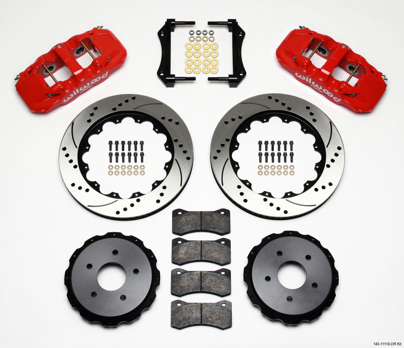 Wilwood AERO4 Rear Kit 14.00in Drilled Red 97-04 Corvette C5/Z06 05-13 C6 Wilwood AERO4 Rear Kit 14.00in Drilled Red 97-04 Corvette C5/Z06 05-13 C6