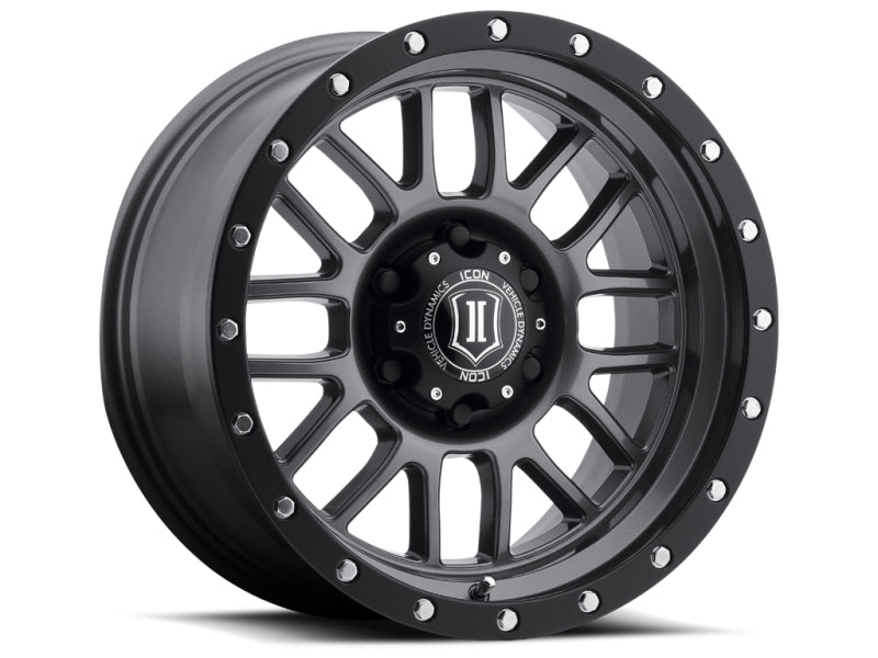 ICON Alpha 17x8.5 6x135 6mm Offset 5in BS 87.1mm Bore Gun Metal Wheel ICON Alpha 17x8.5 6x135 6mm Offset 5in BS 87.1mm Bore Gun Metal Wheel