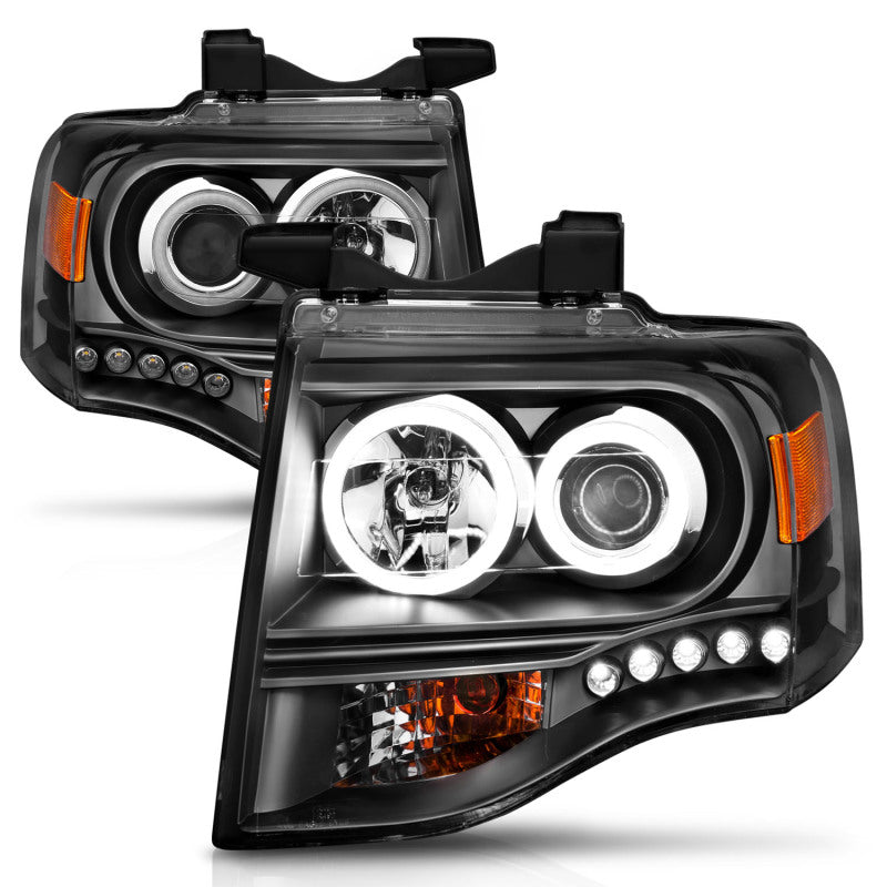 ANZO 2007-2014 Ford Expedition Projector Headlights w/ Halo Black ANZO 2007-2014 Ford Expedition Projector Headlights w/ Halo Black