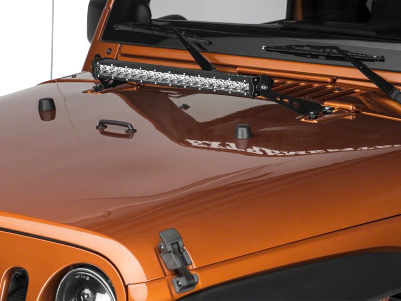 Raxiom 07-18 Jeep Wrangler JK 24-In Light Bar Hood Mounting Brackets Raxiom 07-18 Jeep Wrangler JK 24-In Light Bar Hood Mounting Brackets