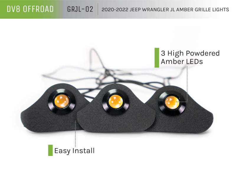 DV8 Offroad 2018+ Jeep JL Grill Amber Marker Lights DV8 Offroad 2018+ Jeep JL Grill Amber Marker Lights