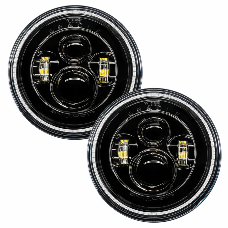 Oracle 7in High Powered LED Headlights - Black Bezel - Blue Oracle 7in High Powered LED Headlights - Black Bezel - Blue