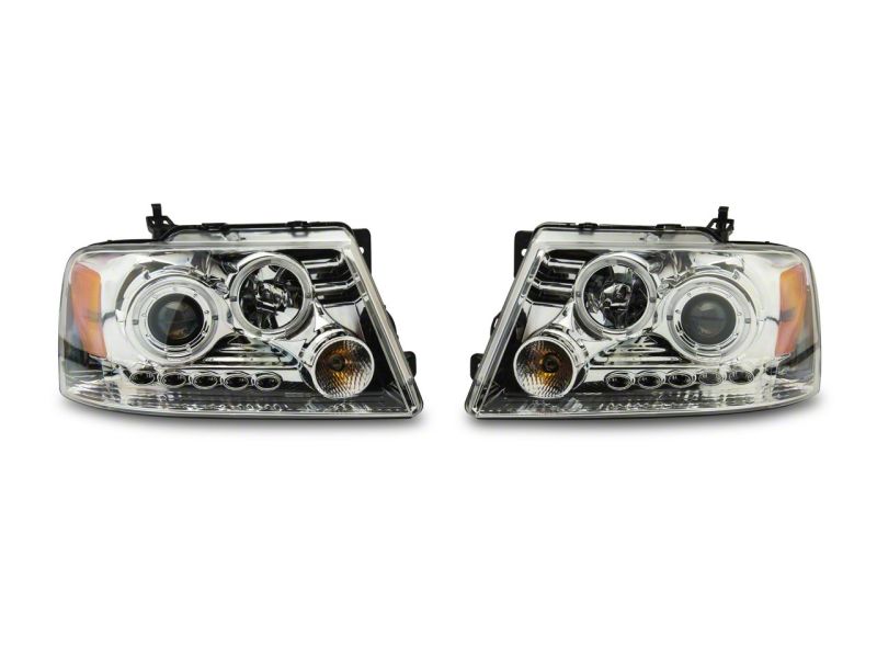 Raxiom 04-08 Ford F-150 Dual LED Halo Projector Headlights- Chrome Housing (Clear Lens) Raxiom 04-08 Ford F-150 Dual LED Halo Projector Headlights- Chrome Housing (Clear Lens)