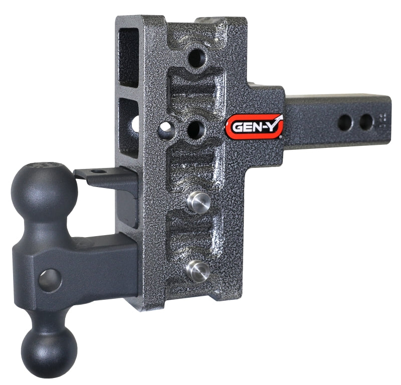 Gen-Y Mega Duty 2in Shank 5in Offset Drop 1.5K TW 10K Hitch w/GH-031 Dual-Ball/GH-032 Pintle Lock Gen-Y Mega Duty 2in Shank 5in Offset Drop 1.5K TW 10K Hitch w/GH-031 Dual-Ball/GH-032 Pintle Lock