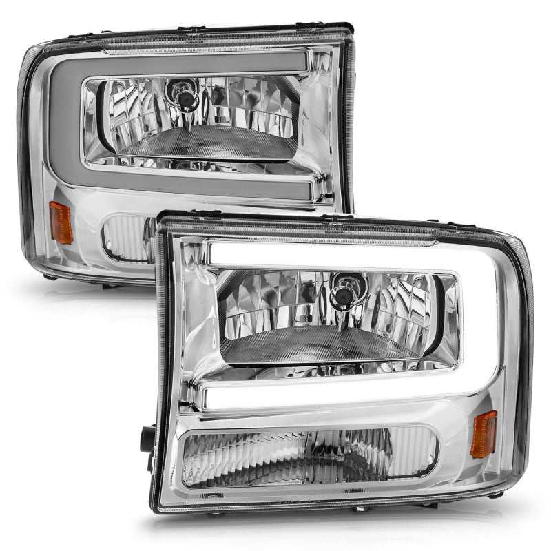 ANZO 99-04 Ford F250/F350/F450/Excursion (excl. 99) Crystal Headlights - w/ Light Bar Chrome Housing ANZO 99-04 Ford F250/F350/F450/Excursion (excl. 99) Crystal Headlights - w/ Light Bar Chrome Housing