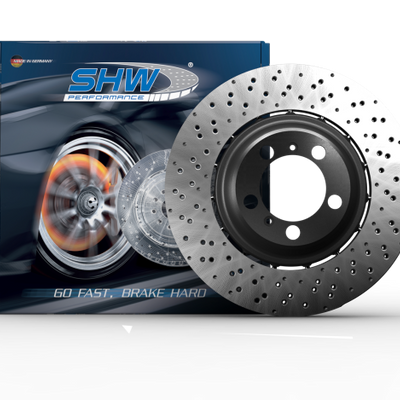 SHW 2003 Audi RS6 4.2L Left Front Cross-Drilled Lightweight Brake Rotor (4B3615301E)