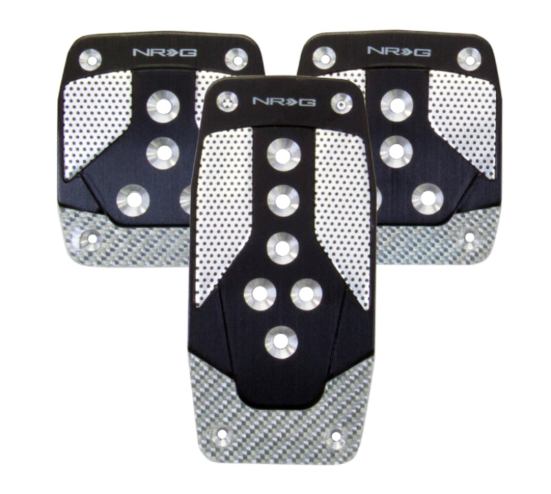 NRG Aluminum Sport Pedal M/T - Black w/Silver Carbon NRG Aluminum Sport Pedal M/T - Black w/Silver Carbon