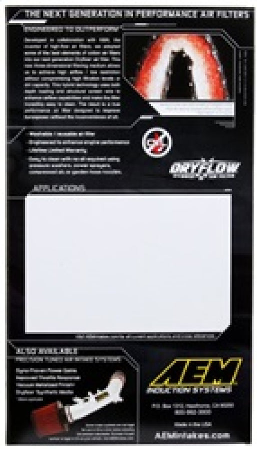 AEM Nissan 11in O/S L x 6.688in O/S W x 1.438in H DryFlow Air Filter AEM Nissan 11in O/S L x 6.688in O/S W x 1.438in H DryFlow Air Filter