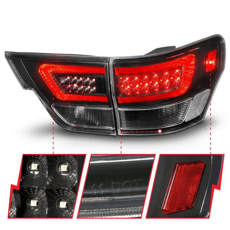 ANZO 11-13 Jeep Grand Cherokee LED Taillights w/ Lightbar Black Housing/Clear Lens 4pcs ANZO 11-13 Jeep Grand Cherokee LED Taillights w/ Lightbar Black Housing/Clear Lens 4pcs