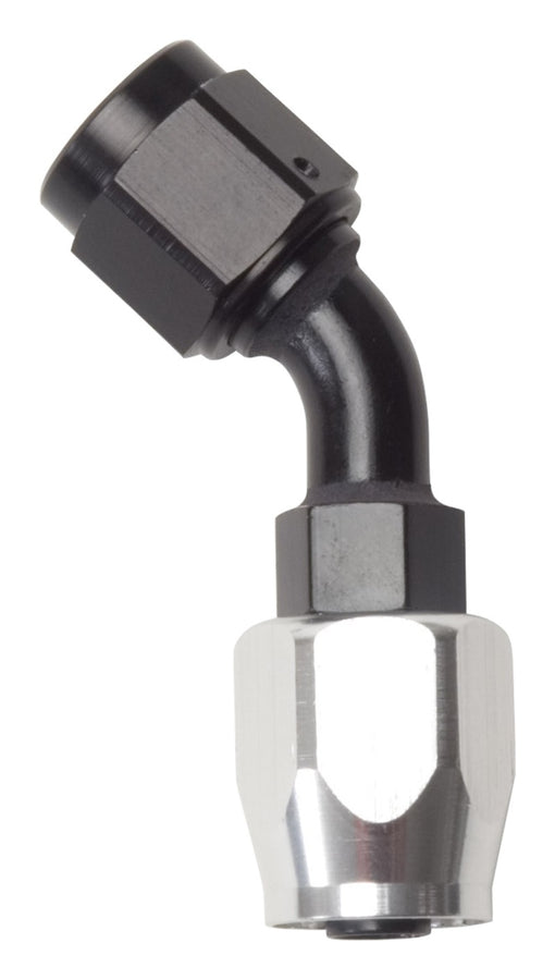 Russell Performance -6 AN Black/Silver 45 Degree Full Flow Hose End Russell Performance -6 AN Black/Silver 45 Degree Full Flow Hose End