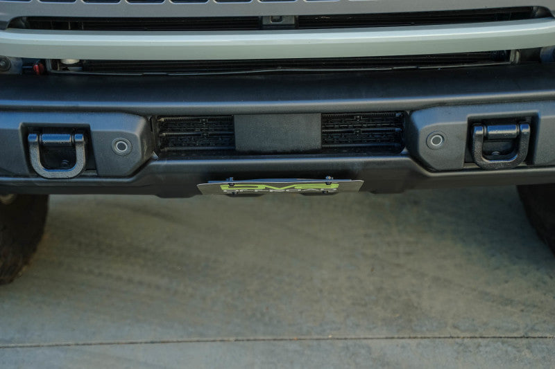 DV8 Offroad 2021 Ford Bronco Capable Bumper Slanted Front License Plate Mount DV8 Offroad 2021 Ford Bronco Capable Bumper Slanted Front License Plate Mount