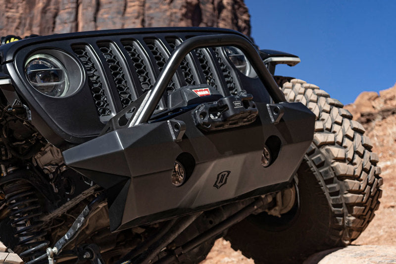ICON 2018+ Jeep Wrangler JL / 2020+ Jeep Gladiator JT Pro Recessed Impact Front Bumper w/Bar & Tabs ICON 2018+ Jeep Wrangler JL / 2020+ Jeep Gladiator JT Pro Recessed Impact Front Bumper w/Bar & Tabs