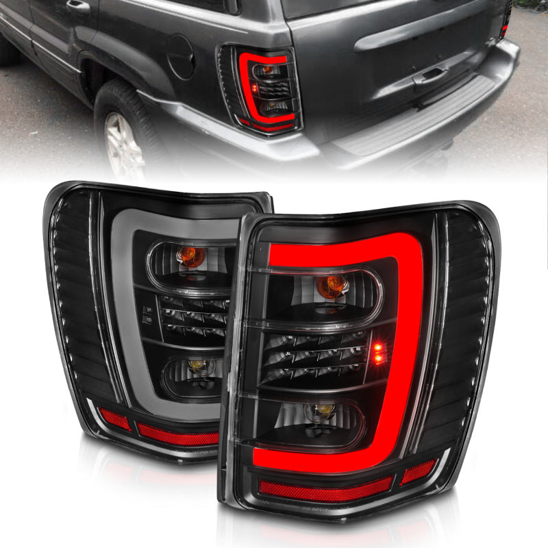 ANZO 1999-2004 Jeep Grand Cherokee LED Tail Lights w/ Light Bar Black Housing Clear Lens ANZO 1999-2004 Jeep Grand Cherokee LED Tail Lights w/ Light Bar Black Housing Clear Lens