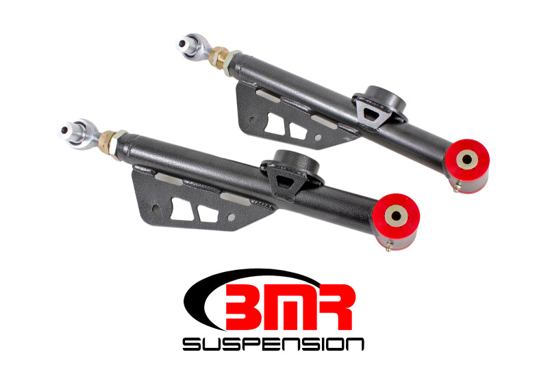 BMR 79-98 Fox Mustang On-Car Adj. Lower Control Arms Poly / Rod End Combo - Black Hammertone BMR 79-98 Fox Mustang On-Car Adj. Lower Control Arms Poly / Rod End Combo - Black Hammertone