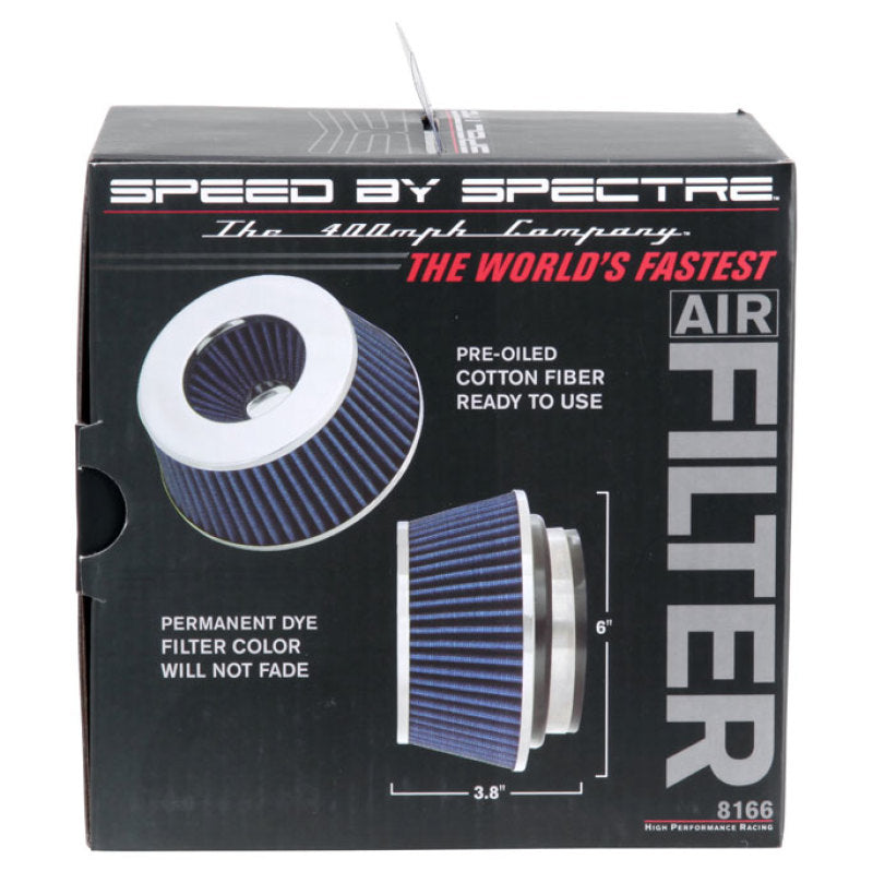 Spectre Adjustable Conical Air Filter 2-1/2in. Tall (Fits 3in. / 3-1/2in. / 4in. Tubes) - Blue Spectre Adjustable Conical Air Filter 2-1/2in. Tall (Fits 3in. / 3-1/2in. / 4in. Tubes) - Blue