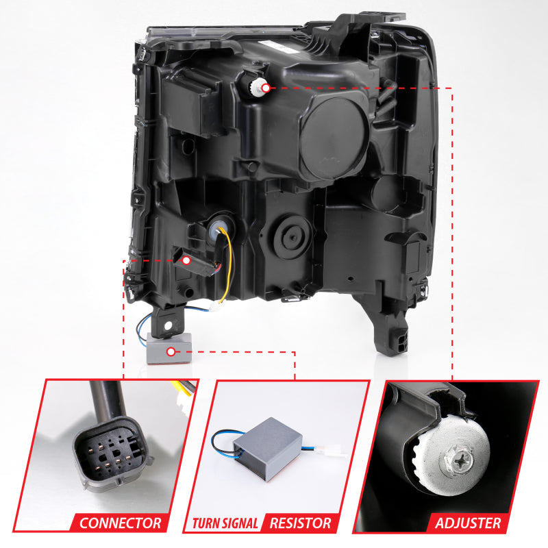 ANZO 16-18 Chevrolet Silverado 1500 LED Projector Headlights w/Plank Style Switchback Chrome w/Amber ANZO 16-18 Chevrolet Silverado 1500 LED Projector Headlights w/Plank Style Switchback Chrome w/Amber