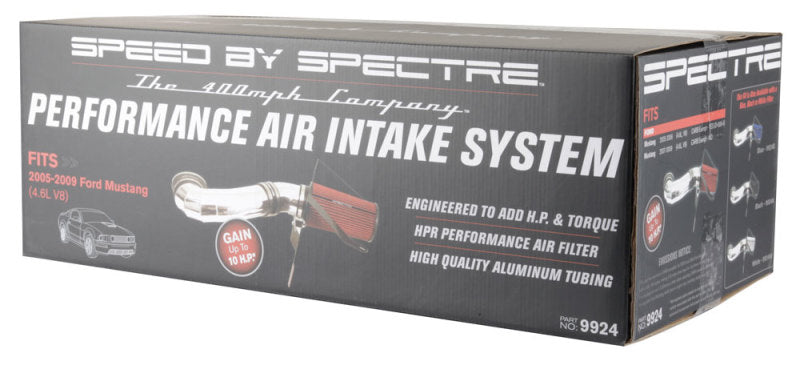 Spectre 05-09 Ford Mustang GT V8-4.6L F/I Air Intake Kit - Polished w/Red Filter Spectre 05-09 Ford Mustang GT V8-4.6L F/I Air Intake Kit - Polished w/Red Filter