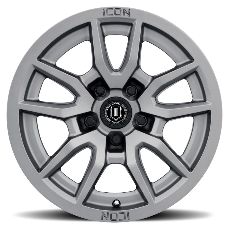 ICON Vector 5 17x8.5 5x5 -6mm Offset 4.5in BS 71.5mm Bore Titanium Wheel ICON Vector 5 17x8.5 5x5 -6mm Offset 4.5in BS 71.5mm Bore Titanium Wheel